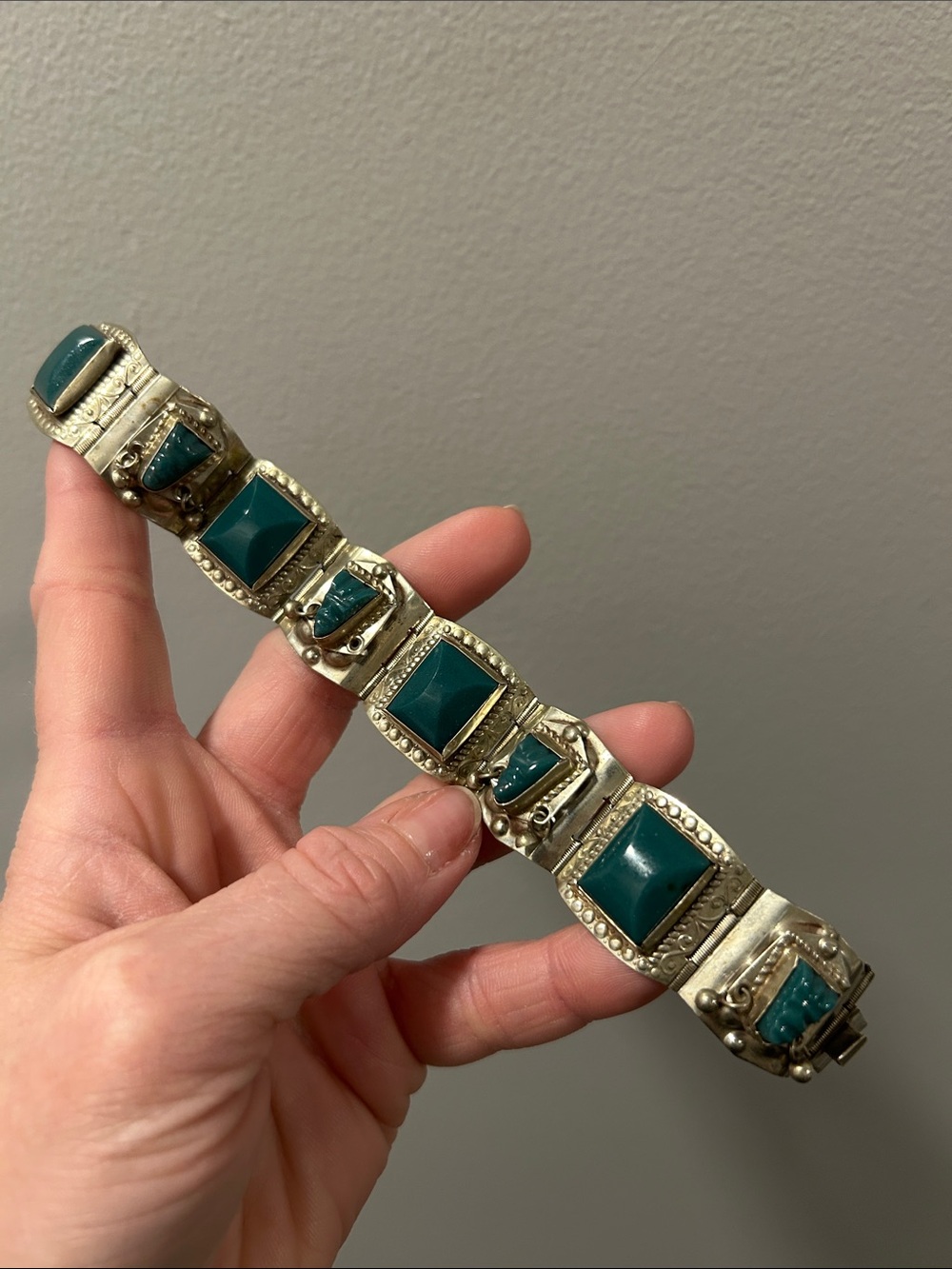 Vintage Sterling Silver Taxco Mexican panel bracelet